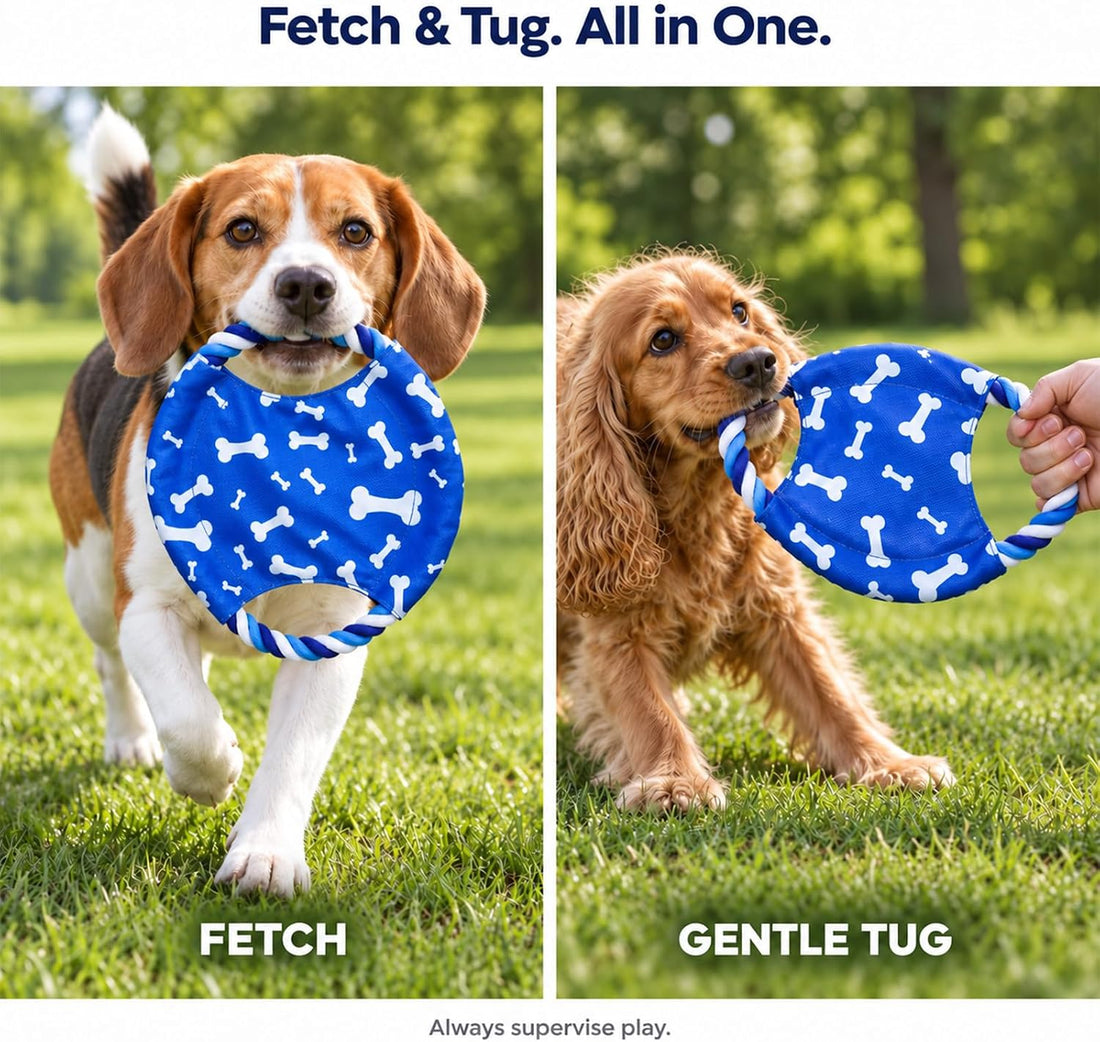 Dog Rope Flying Disc Toy with Squeaker