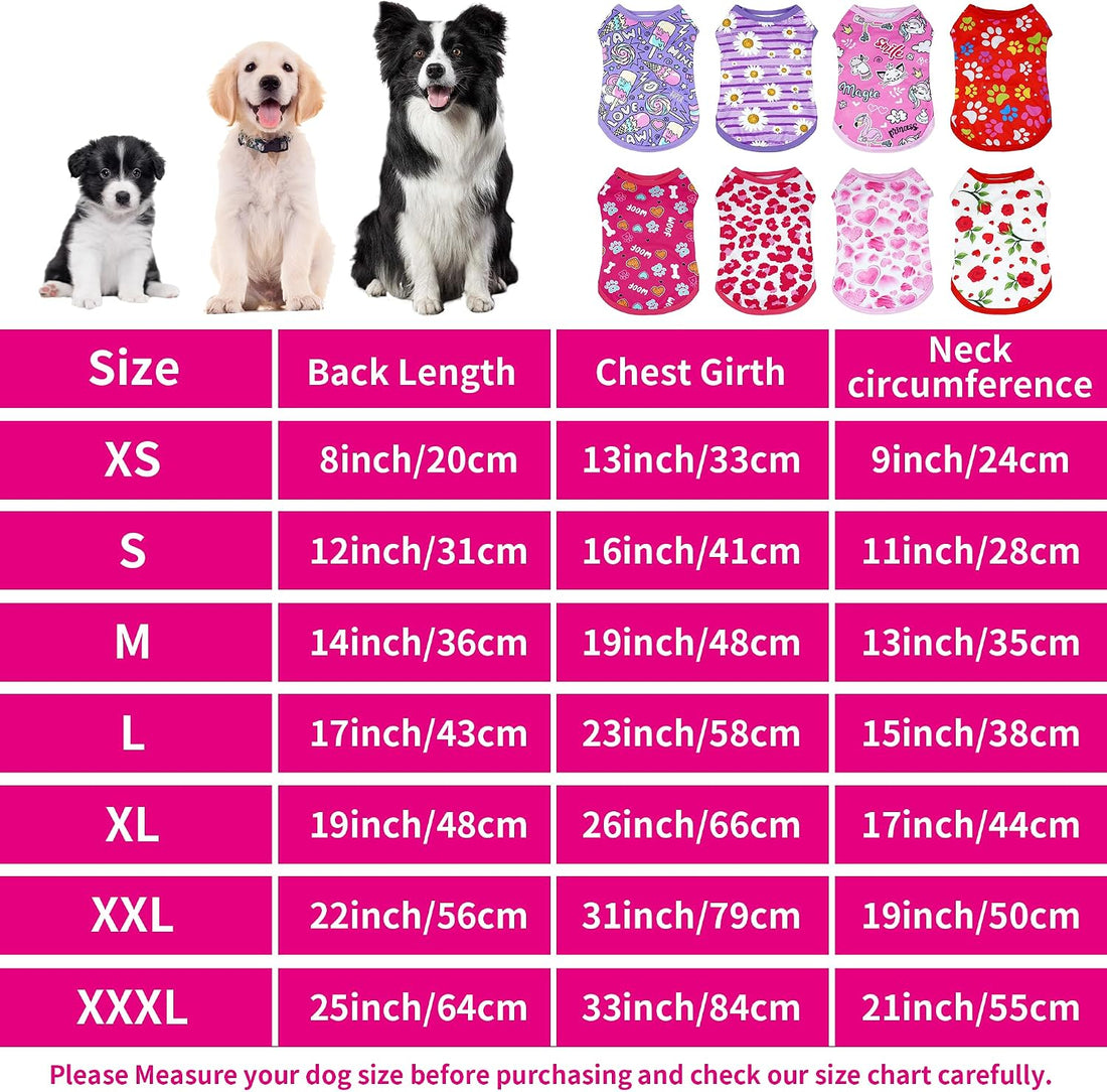 JpGdn 8PCS/Pack Dog Shirts Pink for Small Dog Girl Female Sleeveless