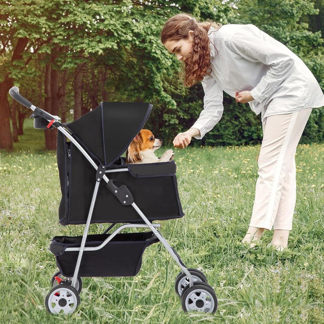FDW | 4-Wheel Foldable Pet Stroller | Purple | Lightweight & Portable