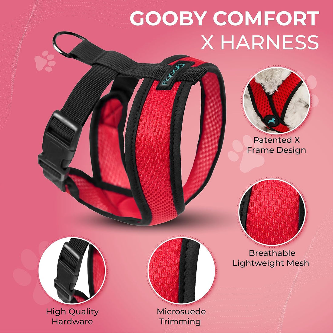 Gooby Comfort X Head-in Dog Harness, Choke-Free, Red, Small