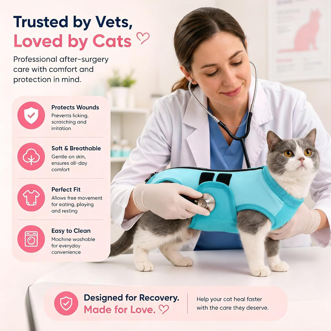 PUMYPOREITY Soft Cat Onesie Surgery Suit for Spay Recovery