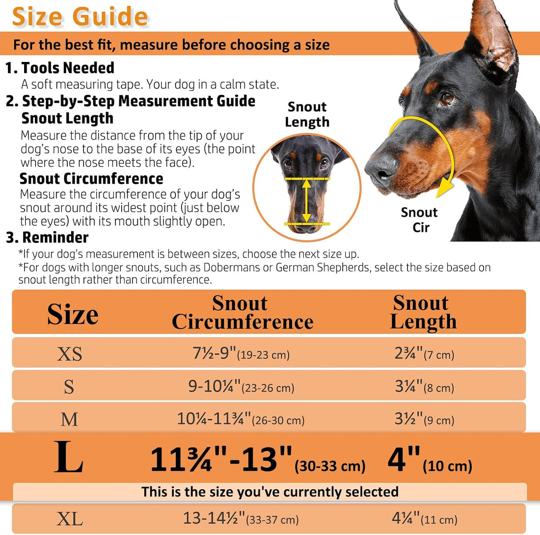 BARKLESS Dog Muzzle, Humane Basket Muzzle for Large Dogs Biting