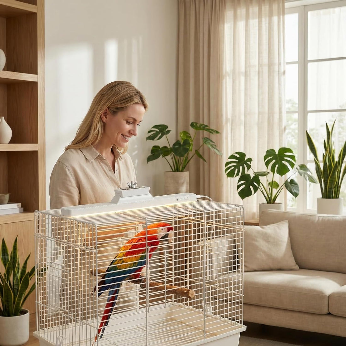 Bird Cage LED Light 3 Color Modes, USB Rechargeable