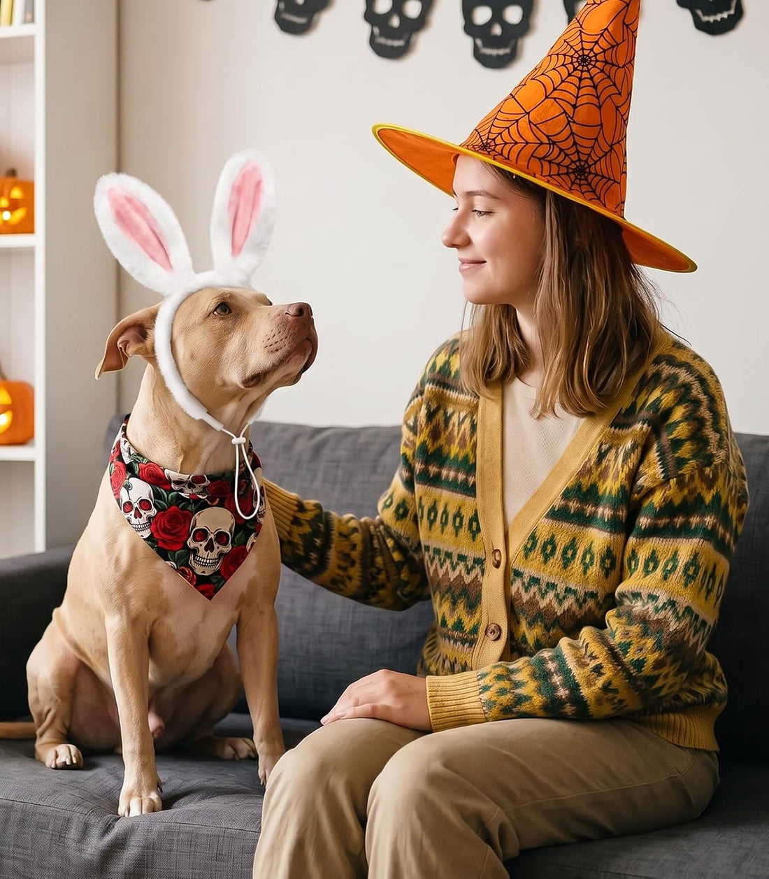 SIOTMERA Adjustable Dog Bunny Ears Headband, Fuzzy Pet Bunny Costume