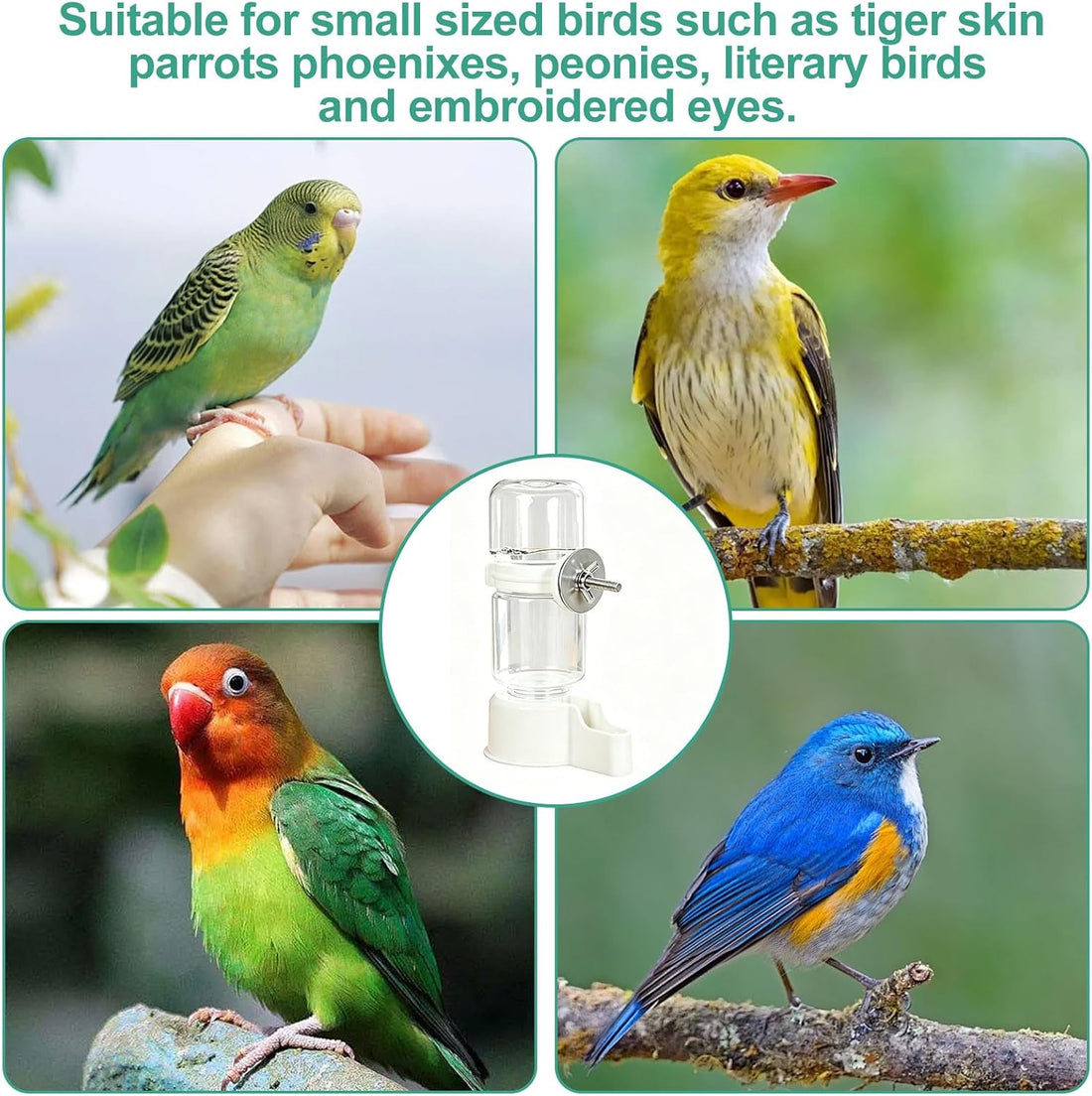 Bird Water Dispenser Plastic Bird Cage Hanging Drinking Device