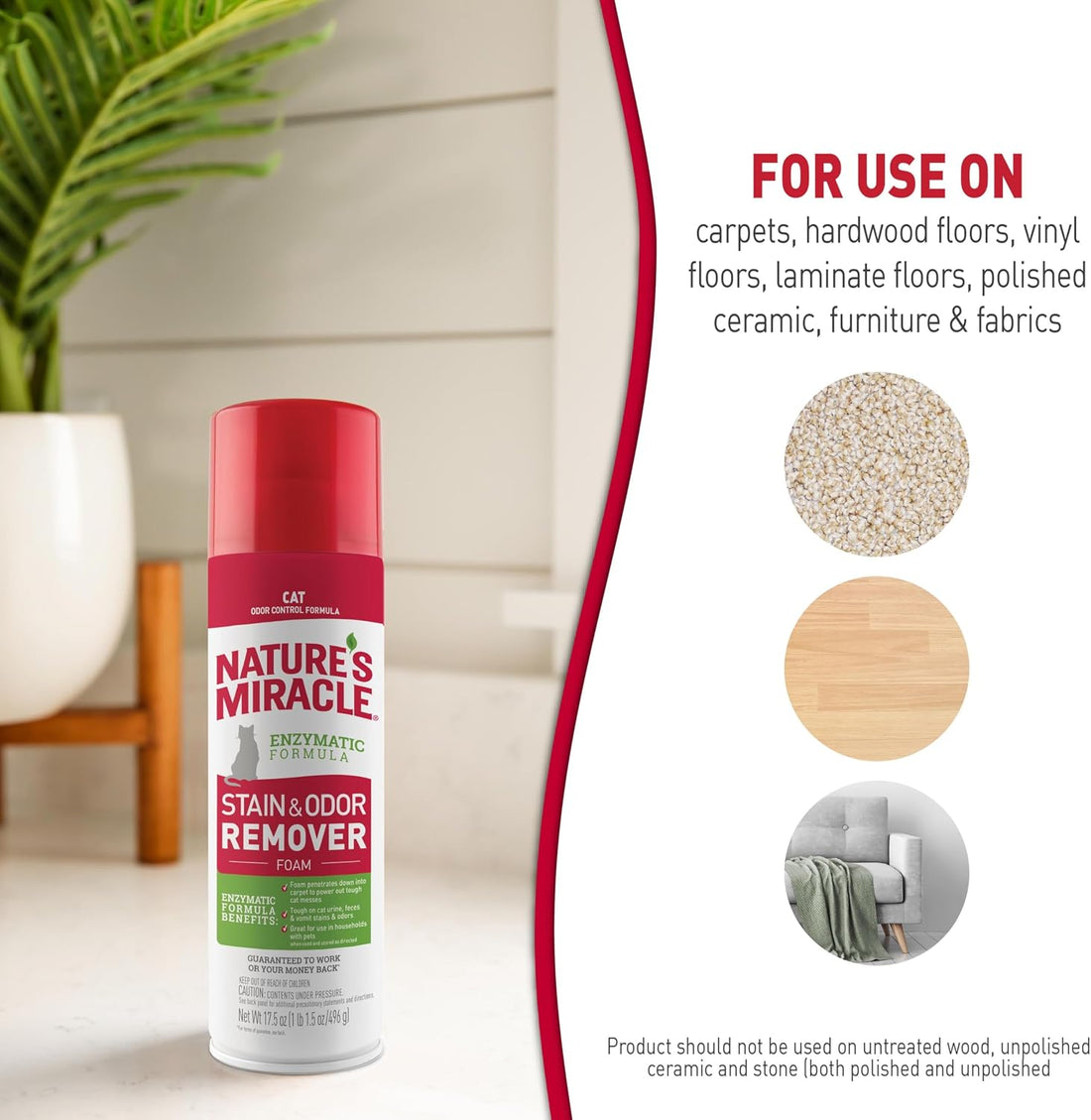 Nature's Miracle Cat Stain & Odor Remover Foam, Tough On Cat Urine