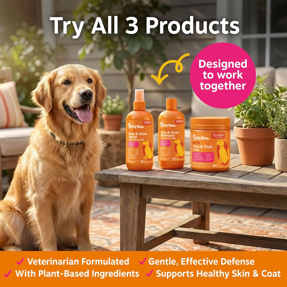 Zesty Paws Flea and Tick Shampoo for Dogs