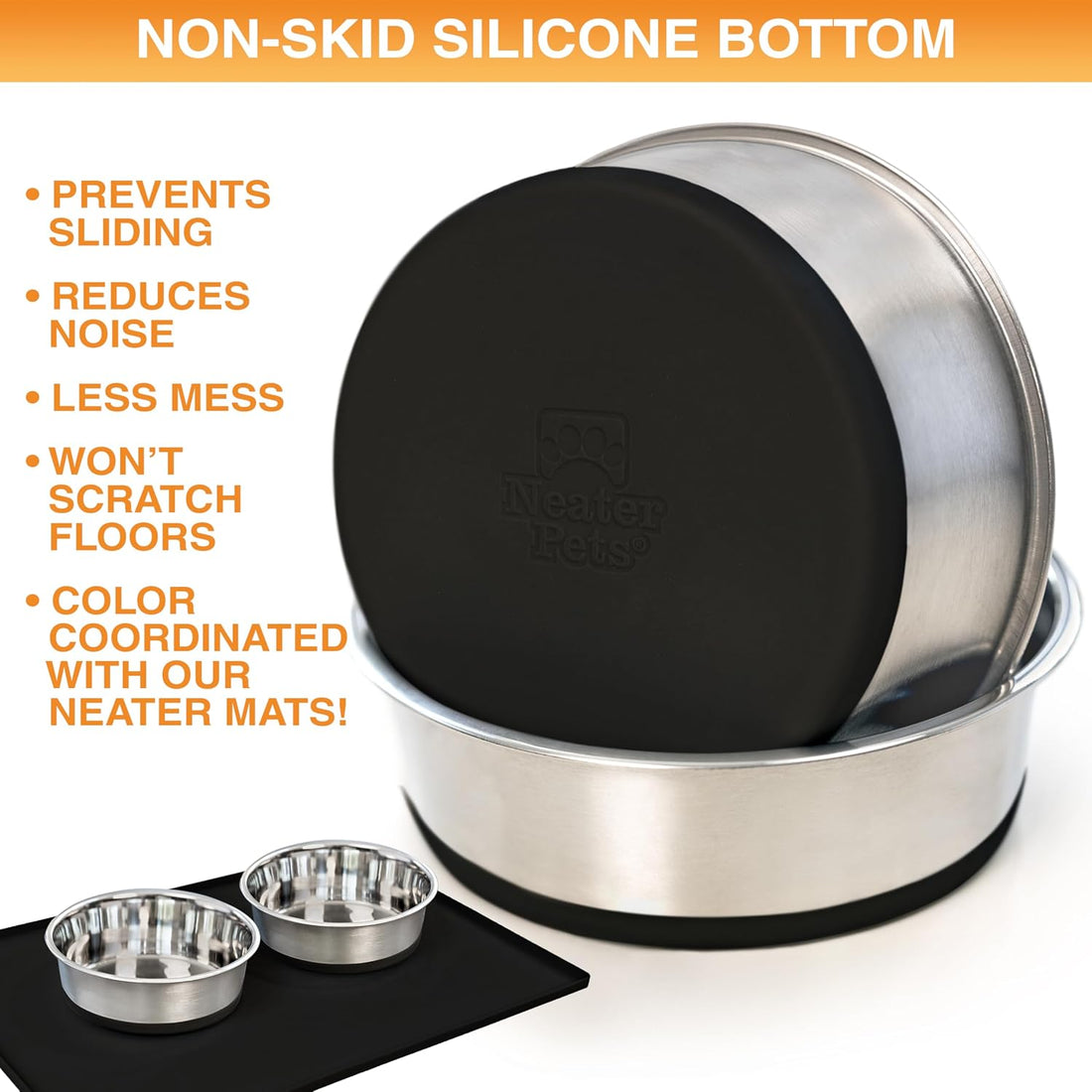 Neater Pet Brands Stainless Steel Dog Bowls with Non-Slip Rubber