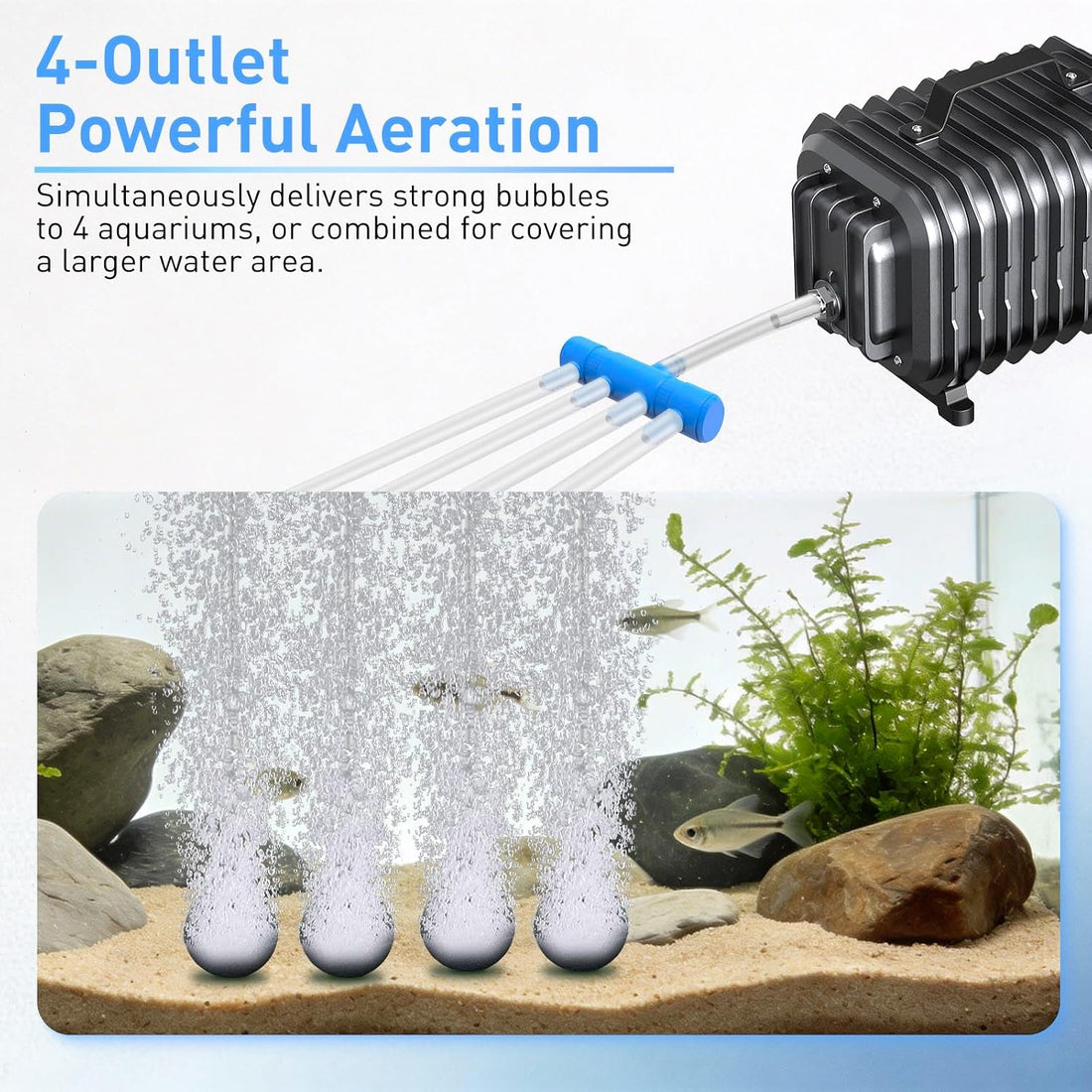 254GPH Aquarium Air Pump, Adjustable Quiet Fish Tank Bubbler
