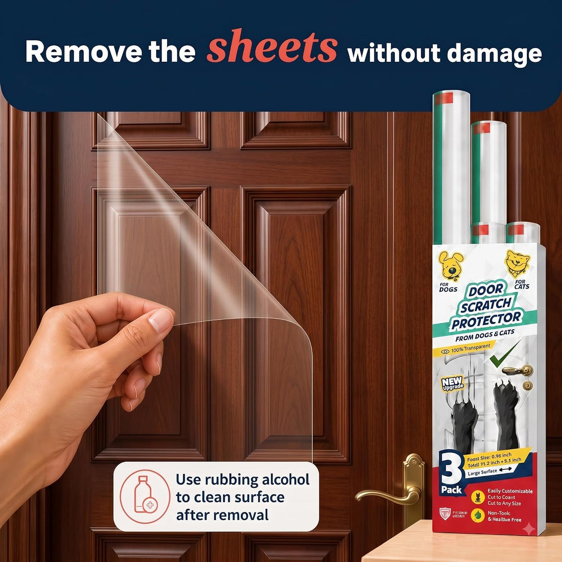 Panther Armor Dog Scratch Door Protector, 3 Pack, Durable