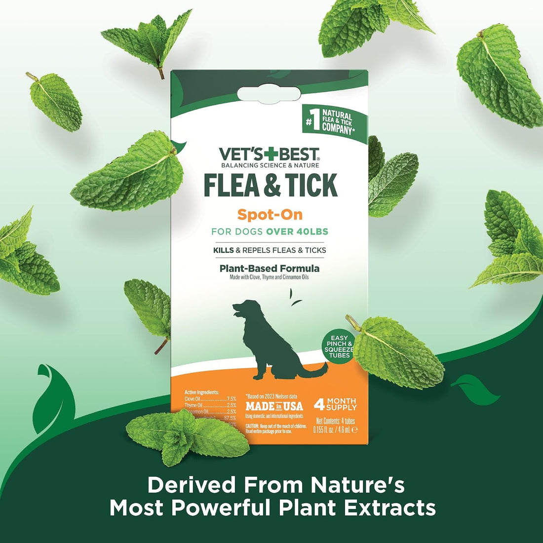 Vet's Best Flea & Tick Drops for Large Dogs, Flea Protection