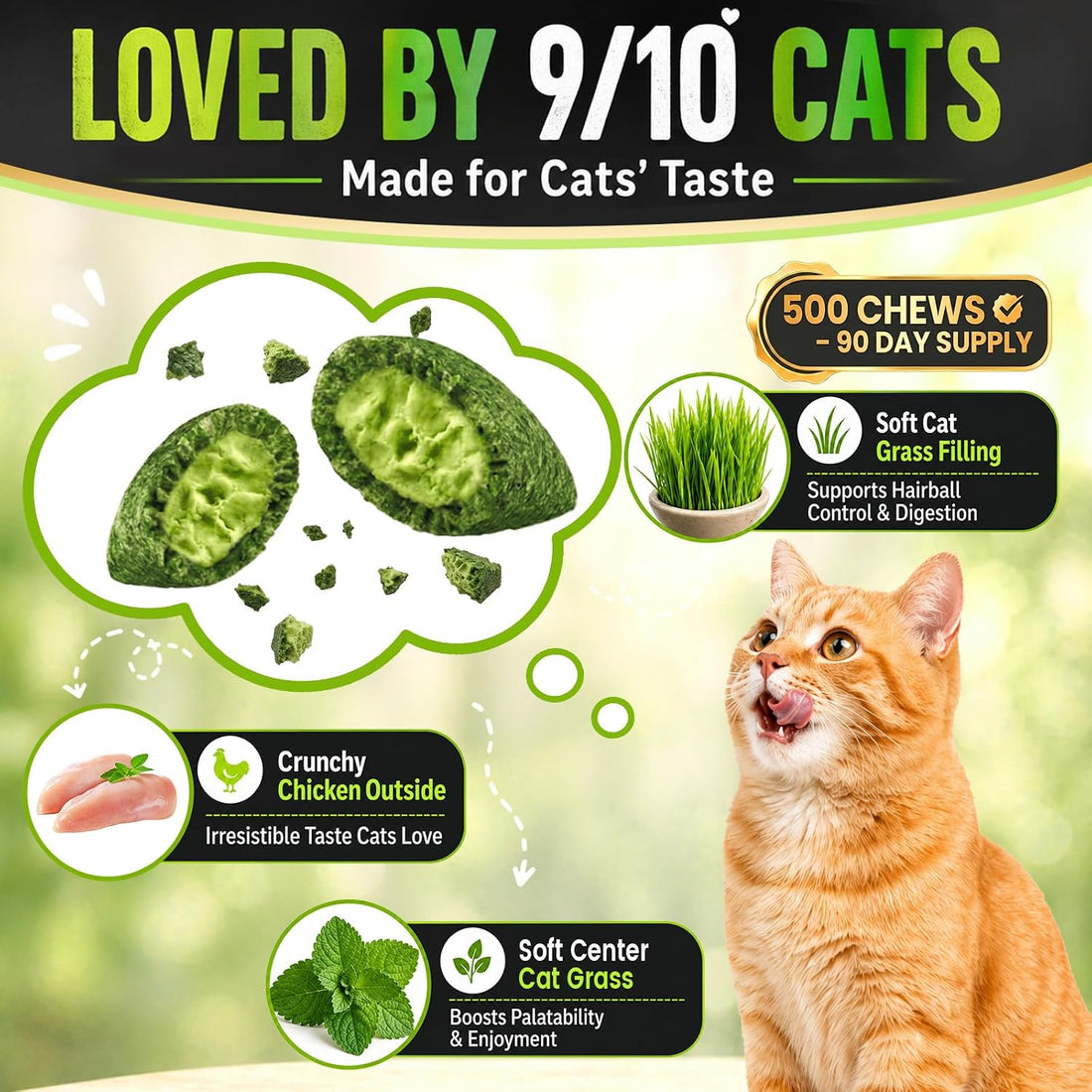 Cat Grass Treats, Hairball Treatment for Cats, for Indoor Cats