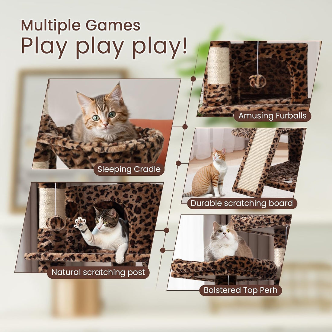 SHA CERLIN 68 Inches Multi-Level Large Cat Tree for Large Kitties/Big