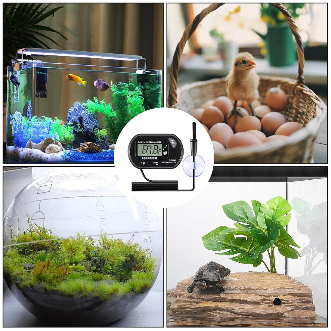 2pcs Aquarium Thermometer LCD Digital Fish Tank Thermometer