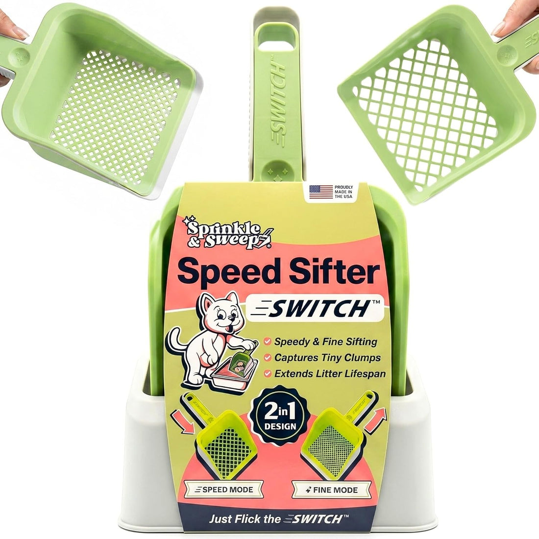 Sprinkle & Sweep Speed Sifter Switch Cat Litter Scooper
