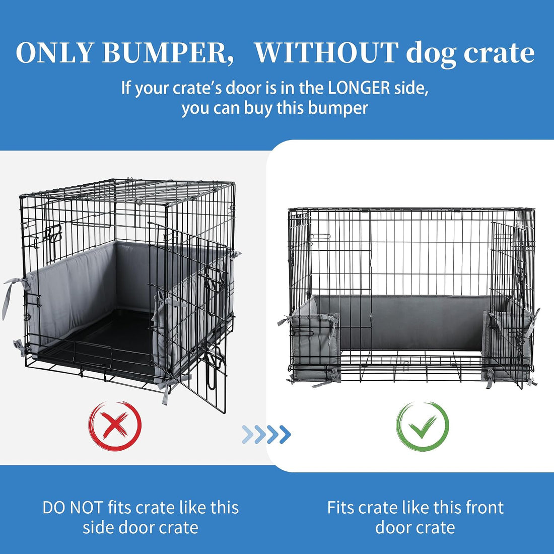Hombys Dog Crate Bumper with Ties - Soft Crate Accessory