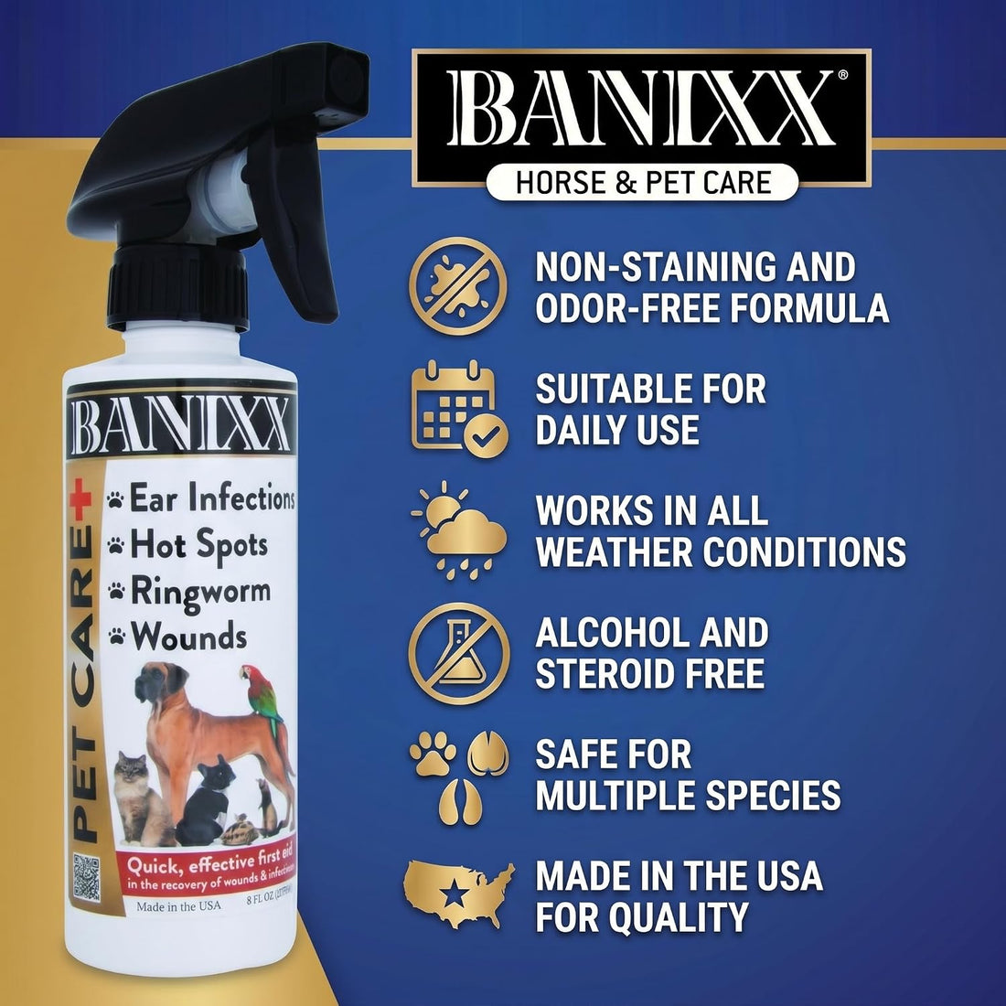 BANIXX Horse and Pet Care Spray for Horses, Dogs and Cats