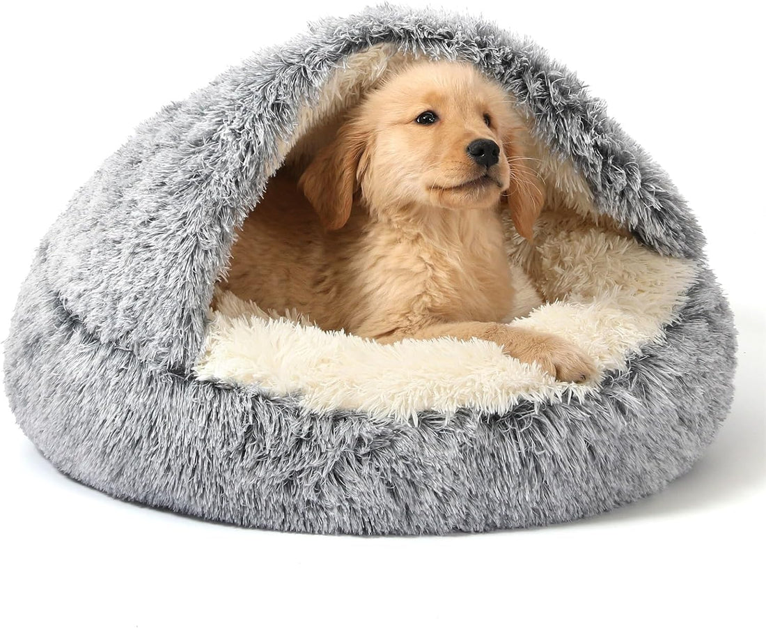 NOYAL Hooded Donut Bed, Calming Cave for Cats & Small Dogs