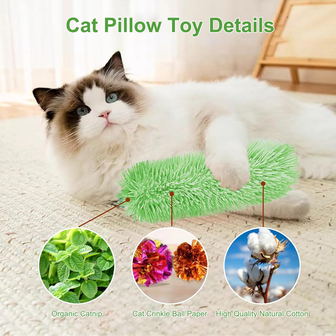 Rishoesu 3 Pcs Interactive Cat Toys Cat Pillows