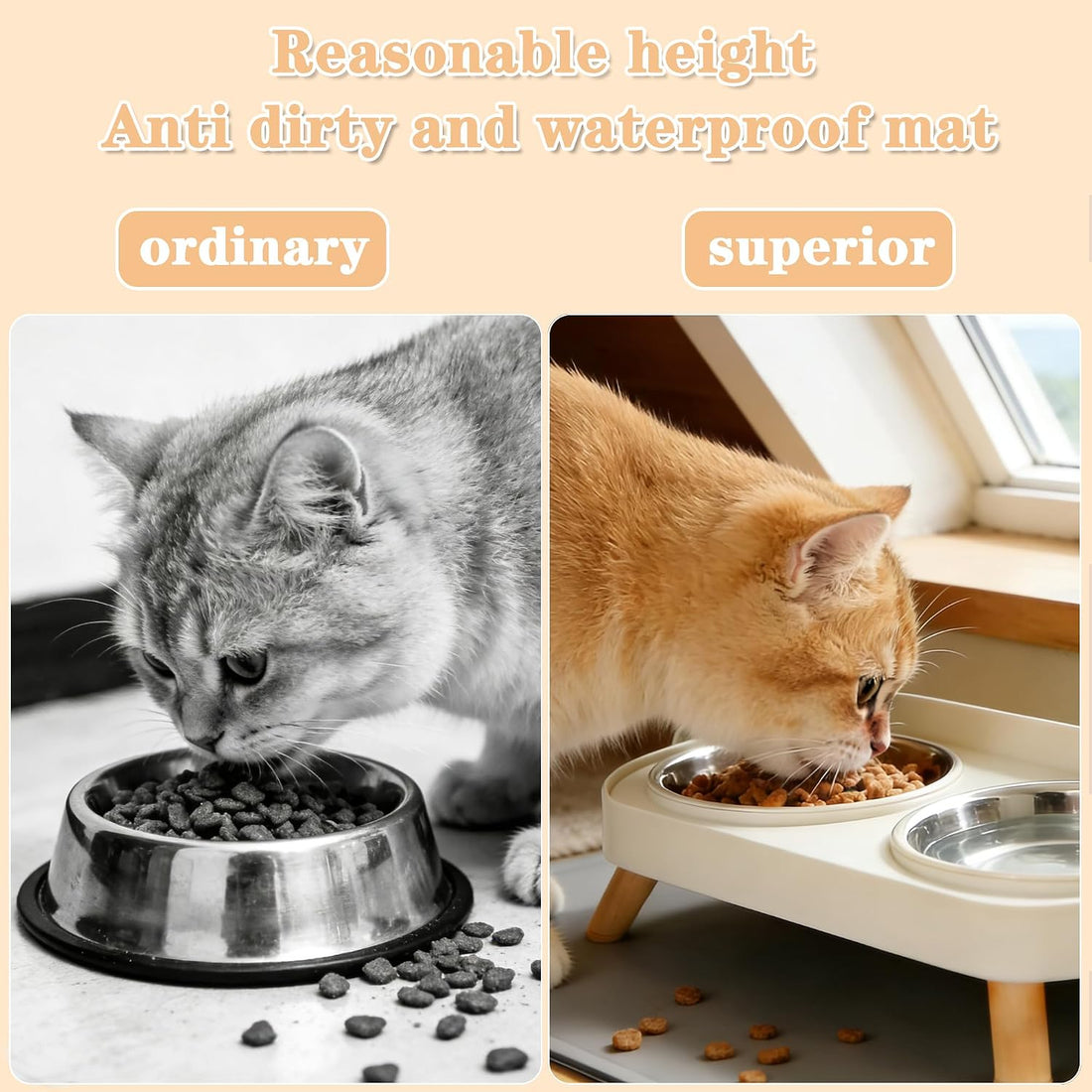 DIRZHX Elevated Cat Bowls with Food Mat