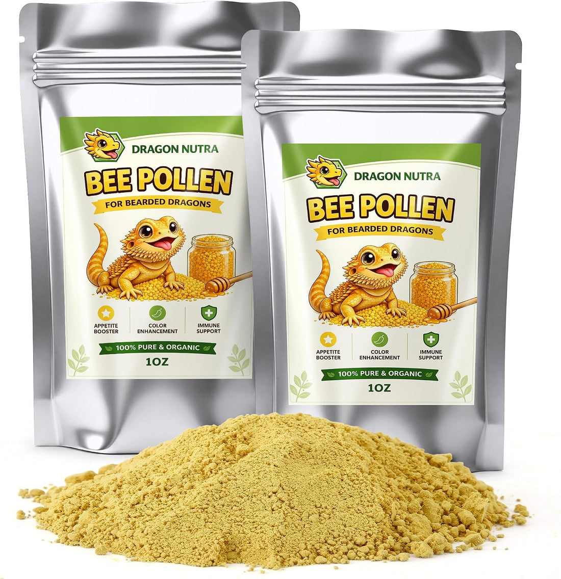 Bee Pollen Powder for Reptiles, 2pcs (1oz Each）