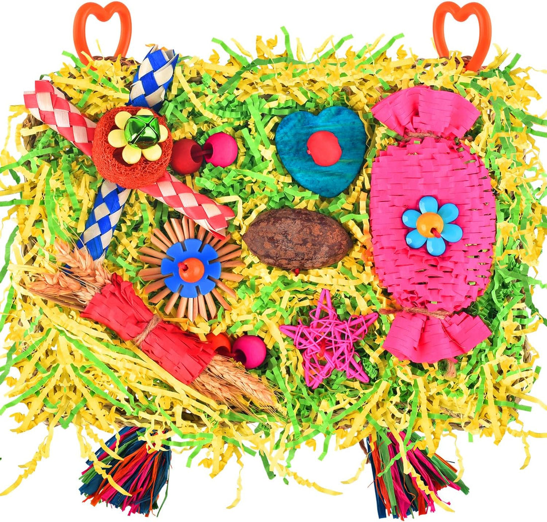 KATUMO Bird Toy, Large Size Grass Mat Foraging Shredding Hanging Toy