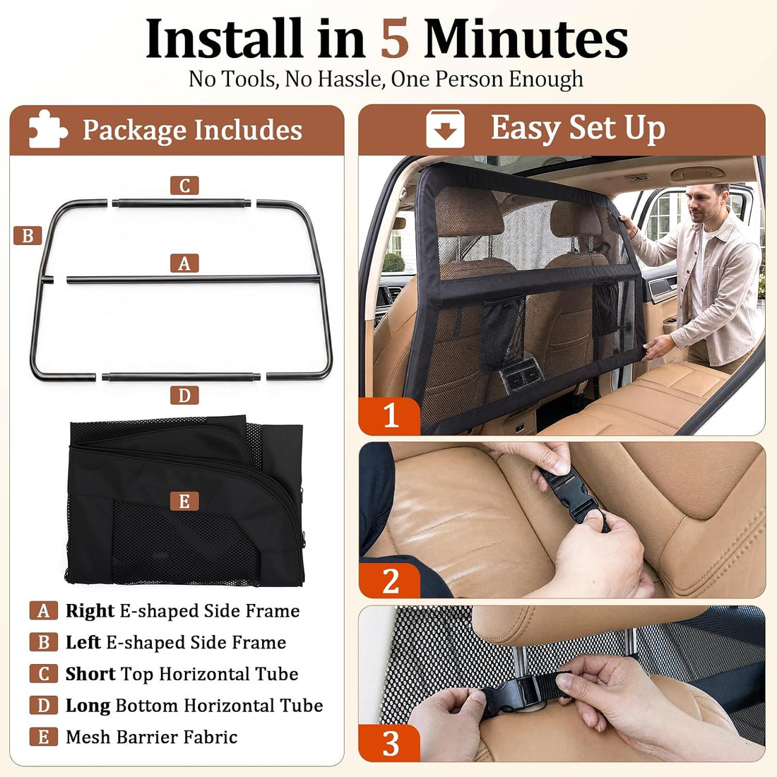 Dog Car Barrier for SUVs Trucks Sedans