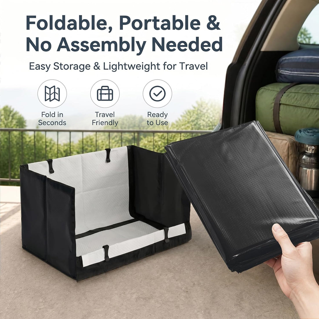 Dog Litter Box, Waterproof Foldable Pee Pad Holder, Dog Potty Tray