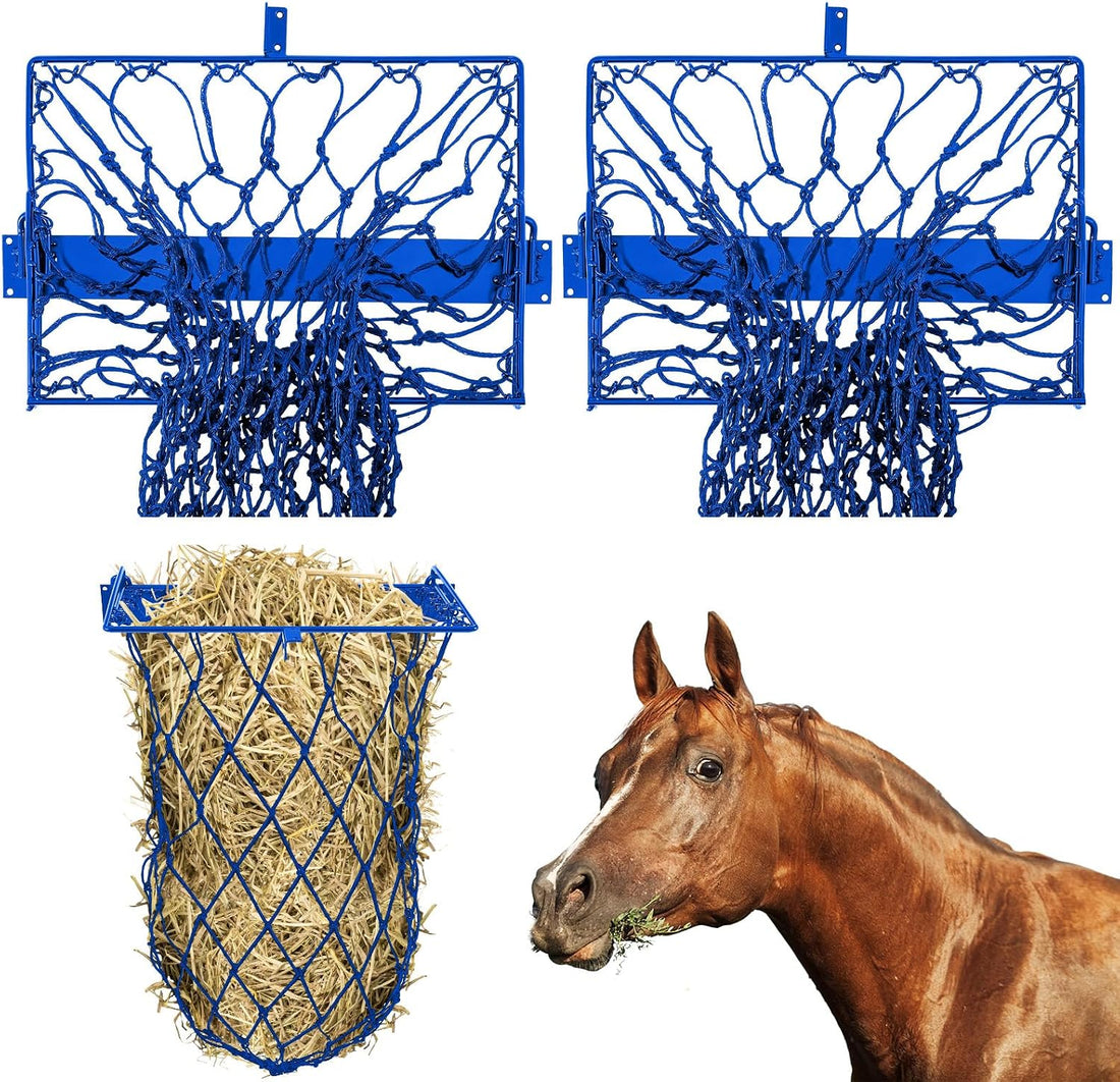 Yaocom 2 Set Wall Mount Hay Feeder for Horse Goats Hay Rack with Net
