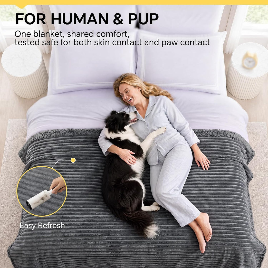 Luciphia Waterproof Dog Blanket, Washable Reversible Flannel Pet Throw