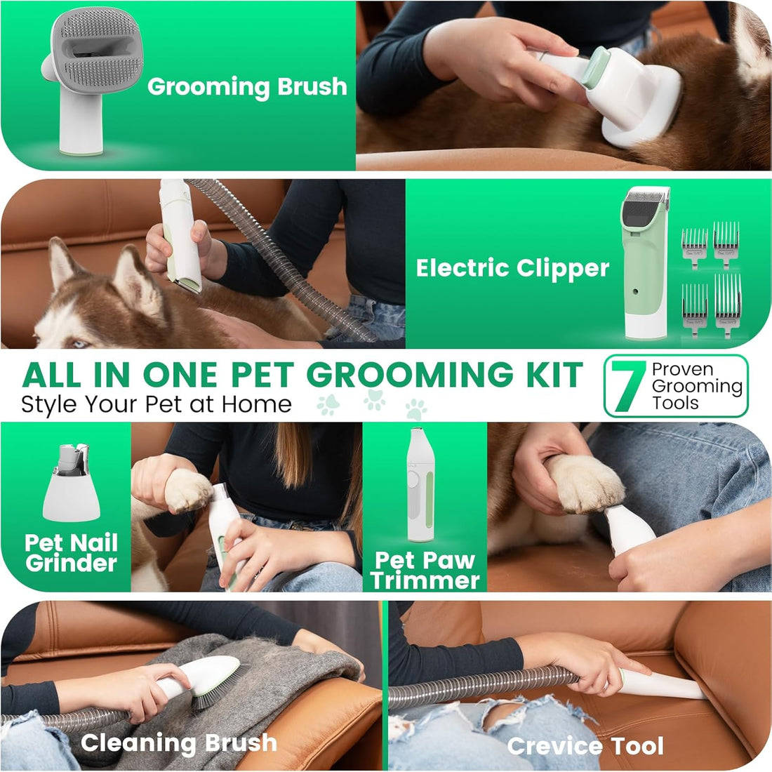 Dog Grooming Vacuum, Pet Grooming Kit with Clipper Nail Trimmer