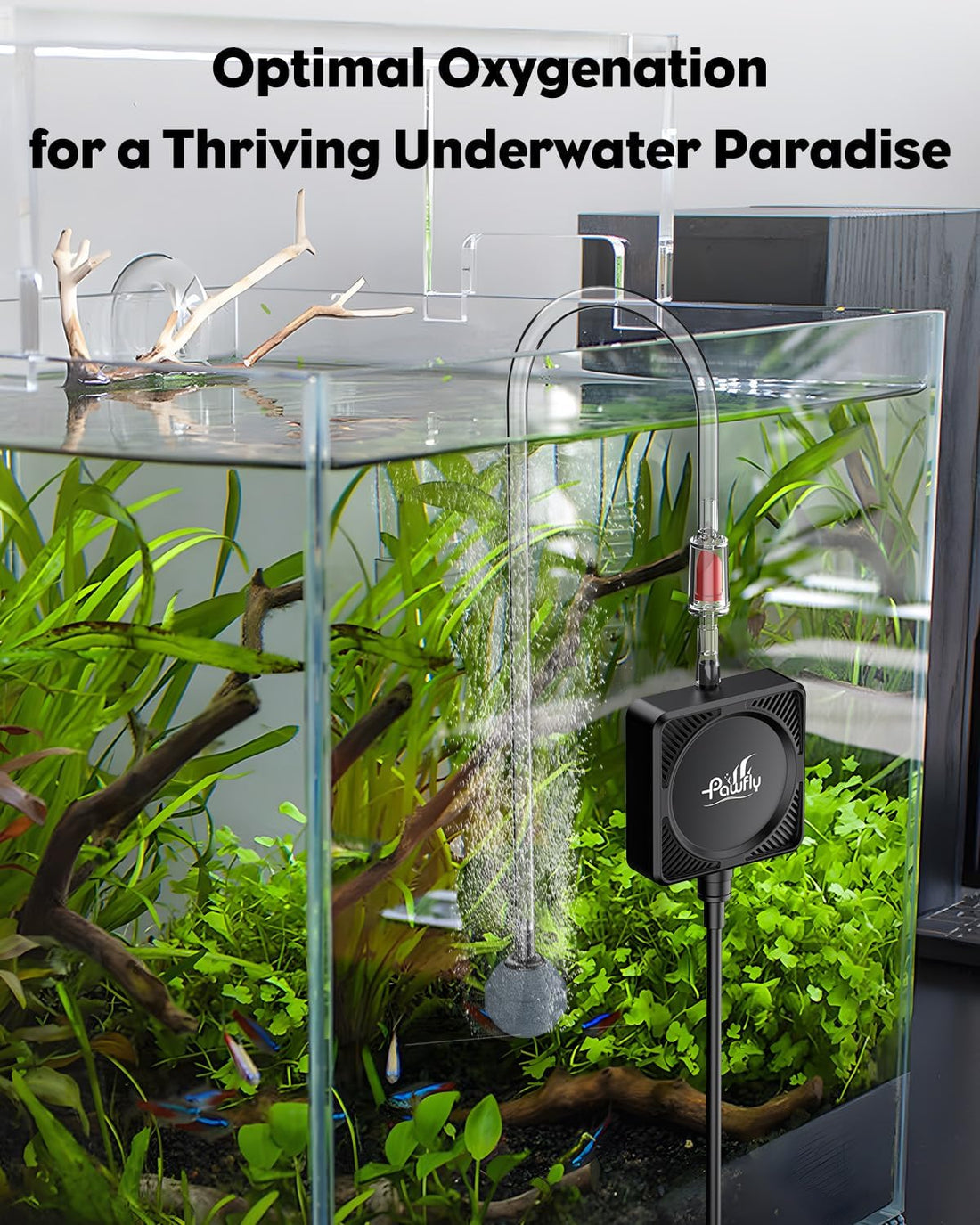Pawfly Nano Silent Aquarium Air Pump, Mini Bubbler with Accessories