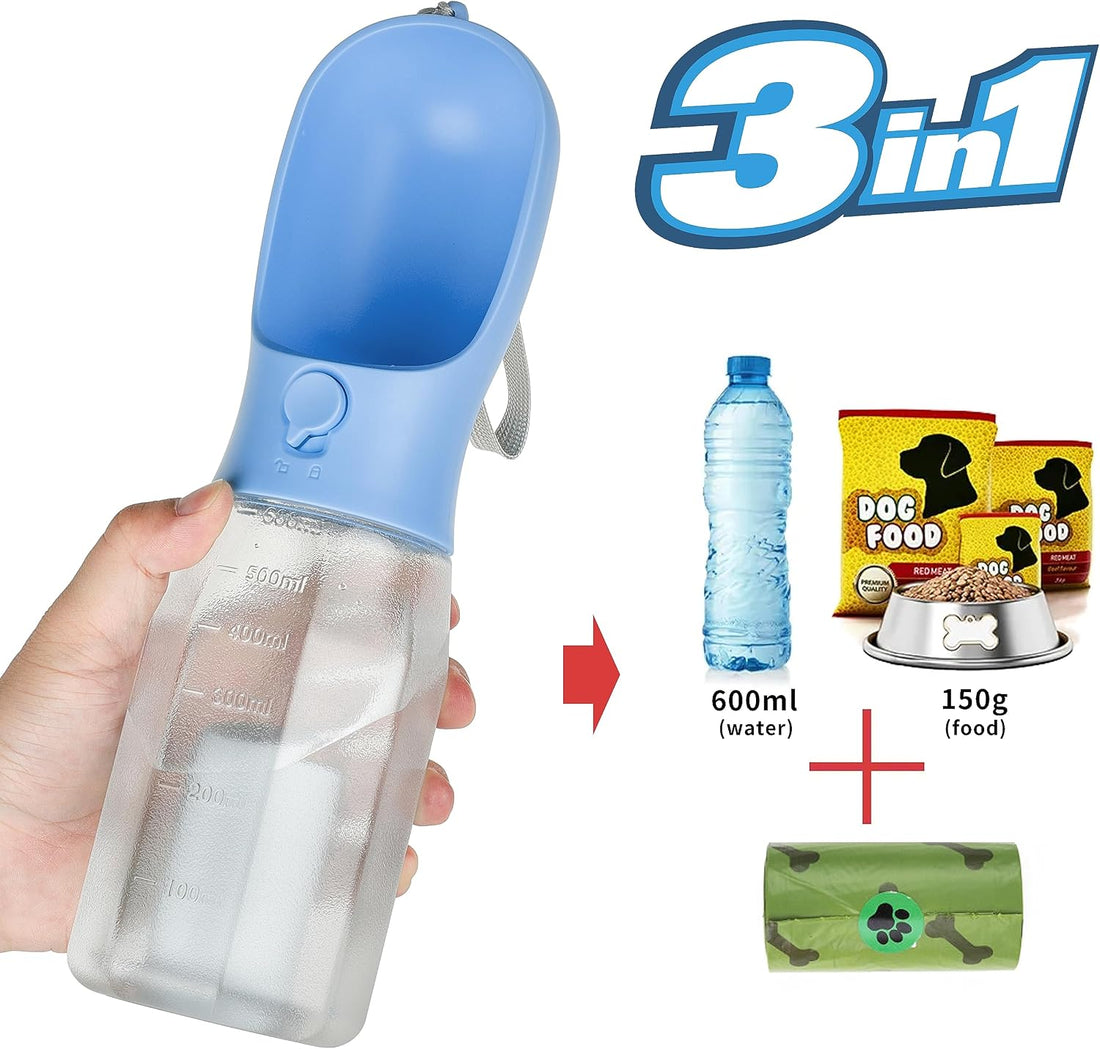 Dog Water Bottle with Food Container