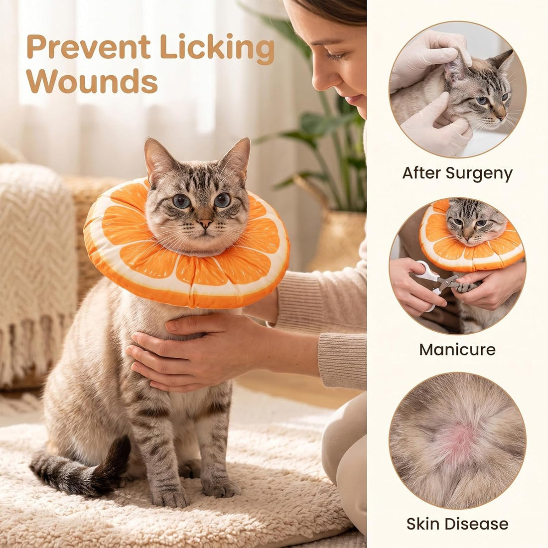 Cat Donut Collar, M Size Adjustable Cat Cone Collar for Kittens