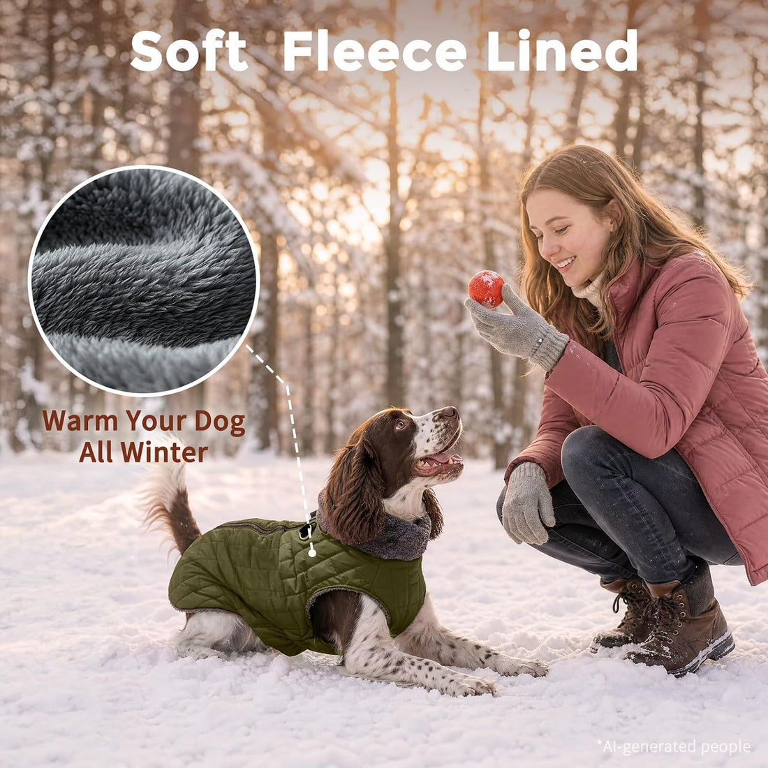 JoyDaog Warm Fleece Dog Coats with Durable Harness Buitl