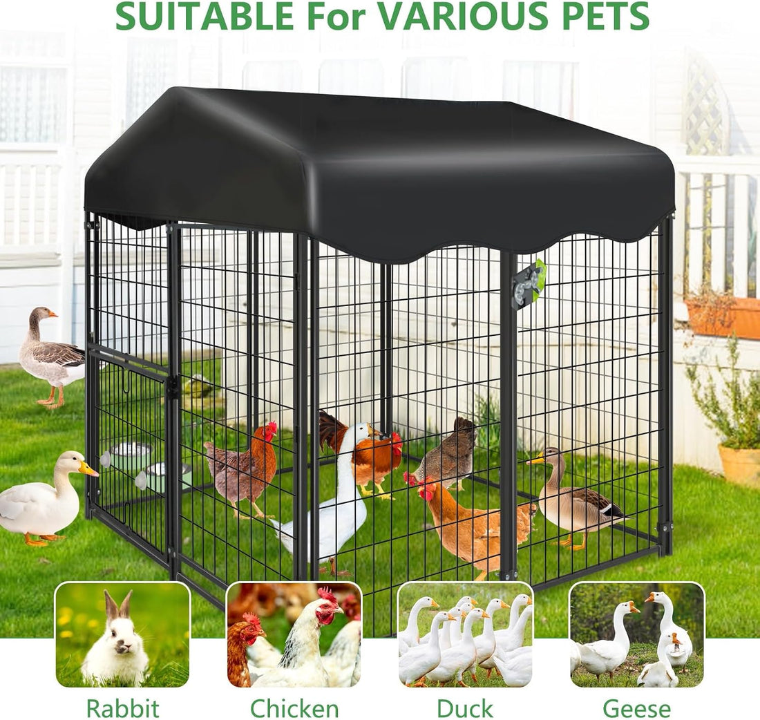 Dog Kennel Outdoor 4x4.2x4.5ft, Outside Dog Kennel with Roof