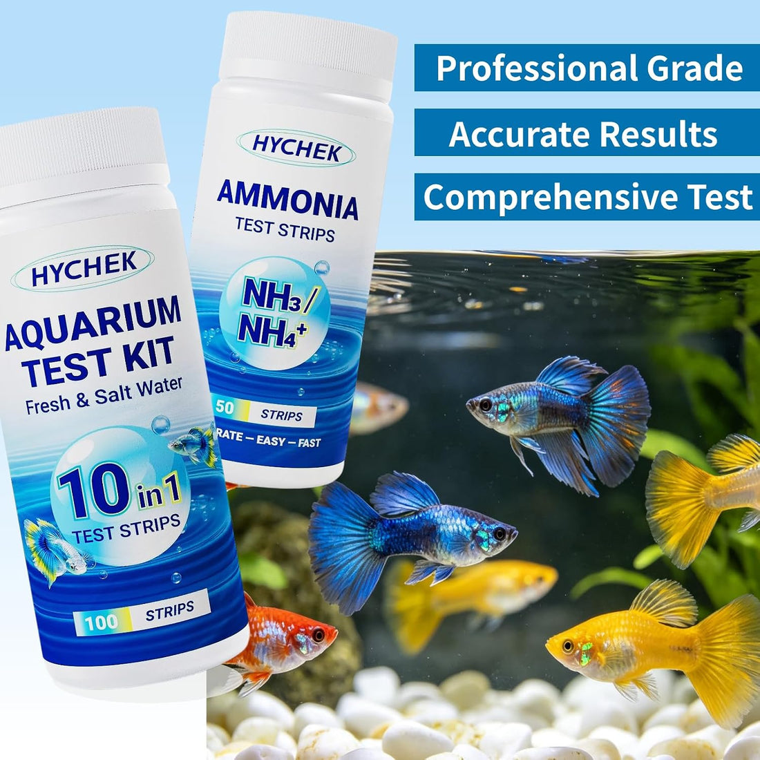 12 in 1 Accurate Aquarium Test Kit, Fresh and Salt Water Test Strips