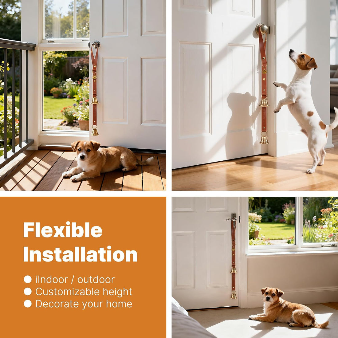 FOLKSMATE Leather Dog Door Bells for Potty Training