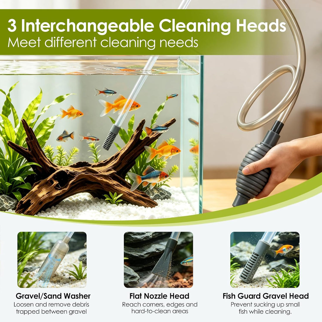 Aquarium Gravel Cleaner Manual Fish Tank Siphon & Water Changer