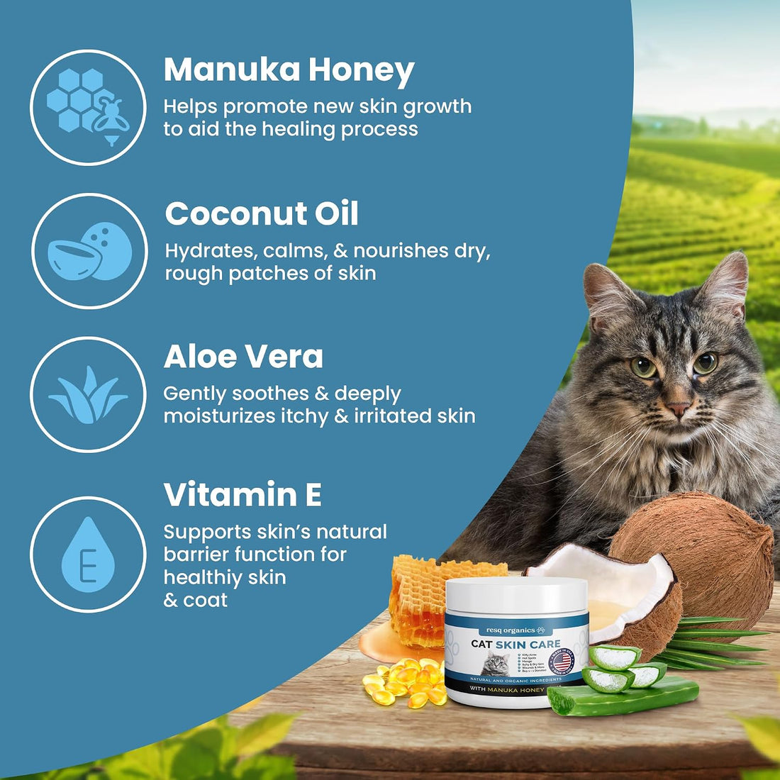 RESQ Organics CAT Skin Care Balm, 2-FL OZ JAR