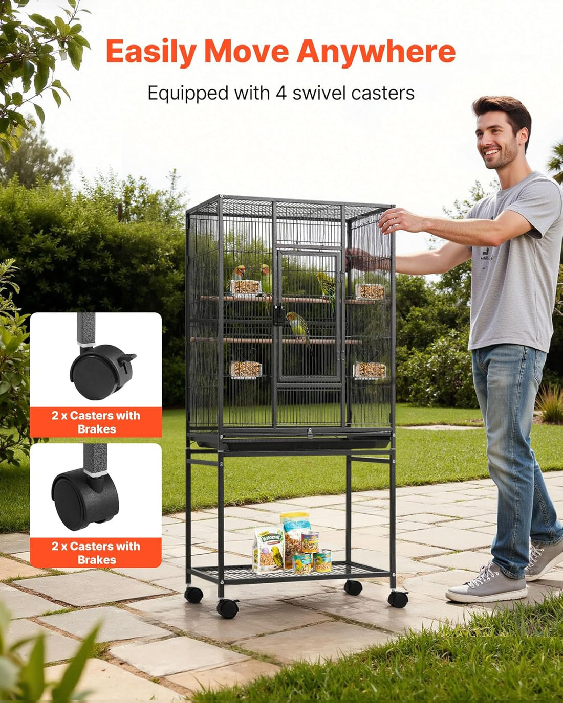 VEVOR Bird Cage, 24.6 x 16.7 x 53.9 inch, Flat Top