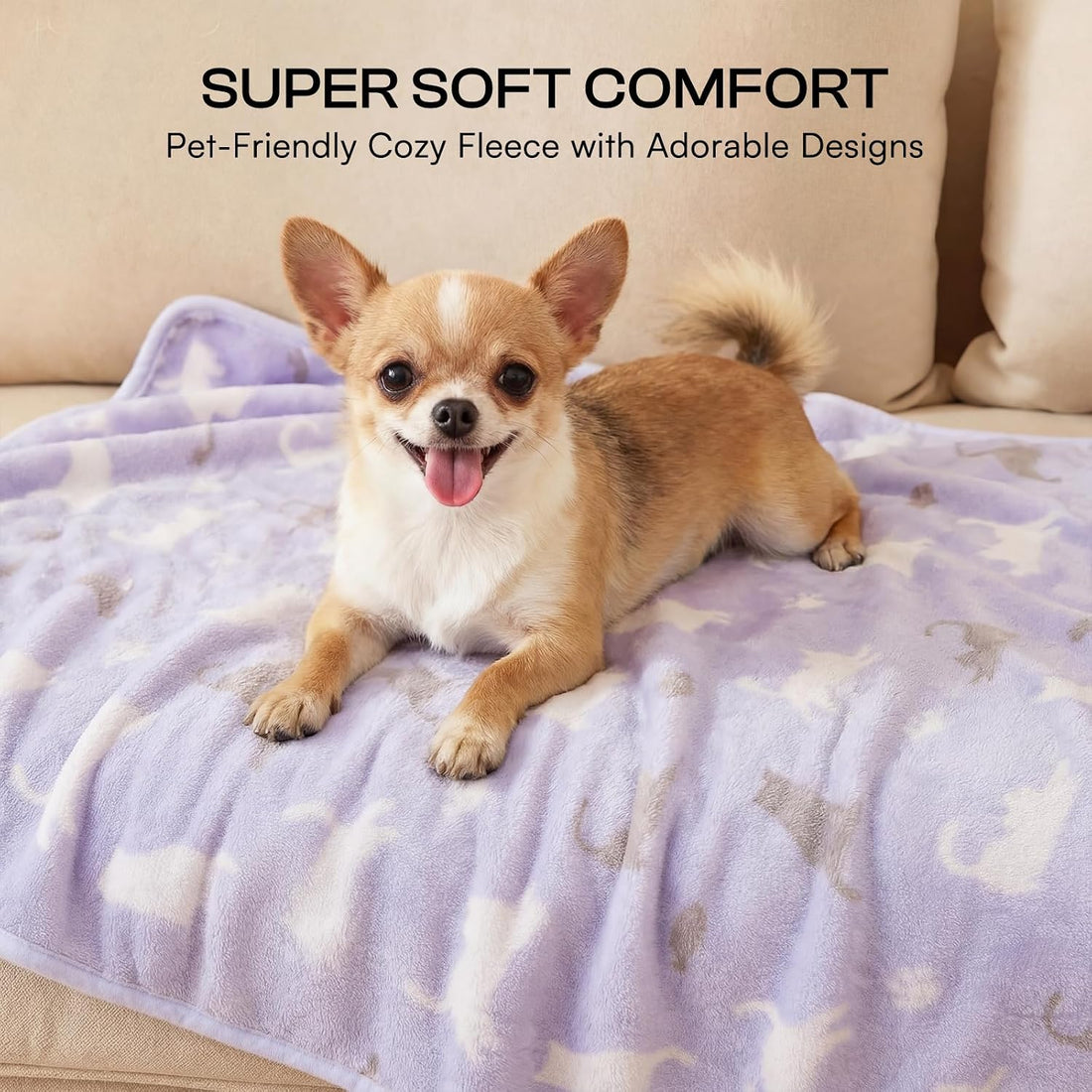 Luciphia Dog Blanket 3 Pack, Soft Cozy Fleece Throw for Puppy