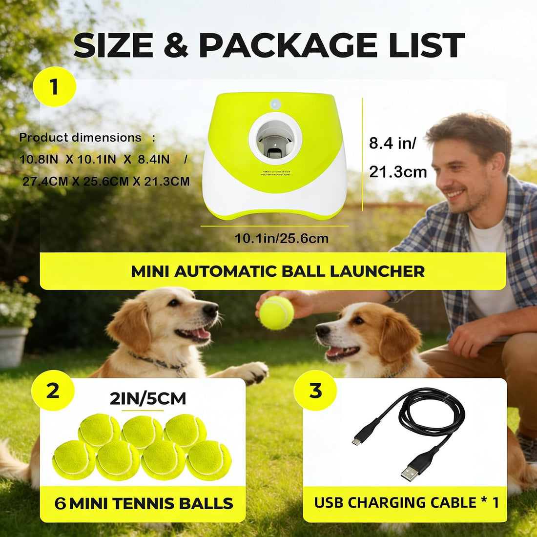 OYE Dog Ball Launcher, Automatic Balls Thrower with 6 Balls for Dog