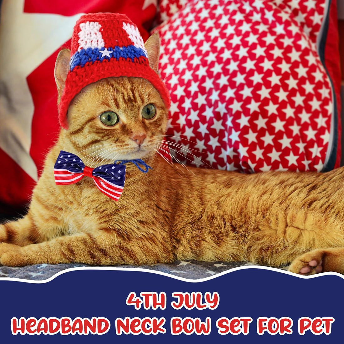 Ganeen 4 Pcs Independence Day Cat Costume 250 Anniversary 4th of July