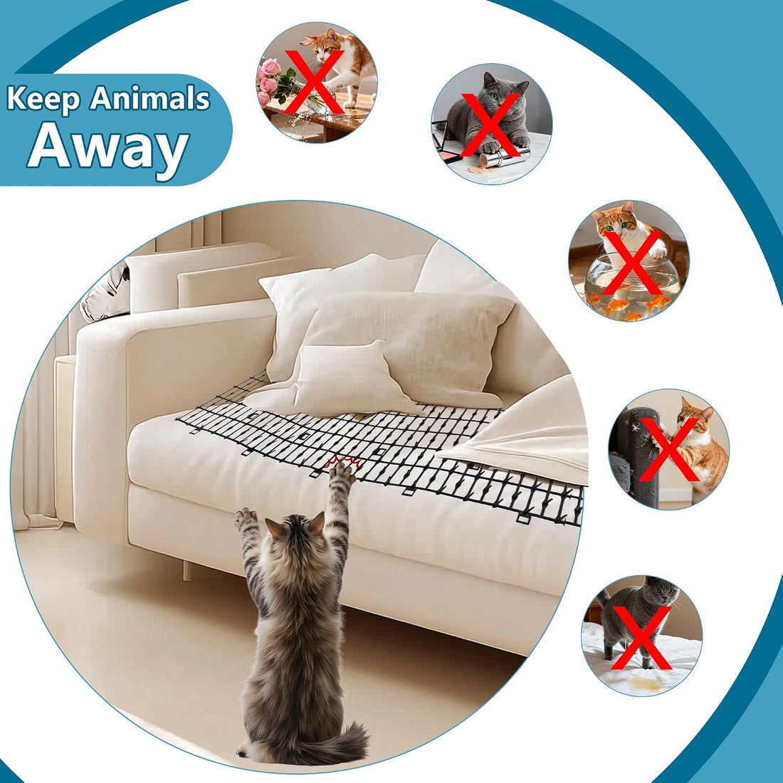 Cat Scat Mat with Spikes for Outdoor and Garden