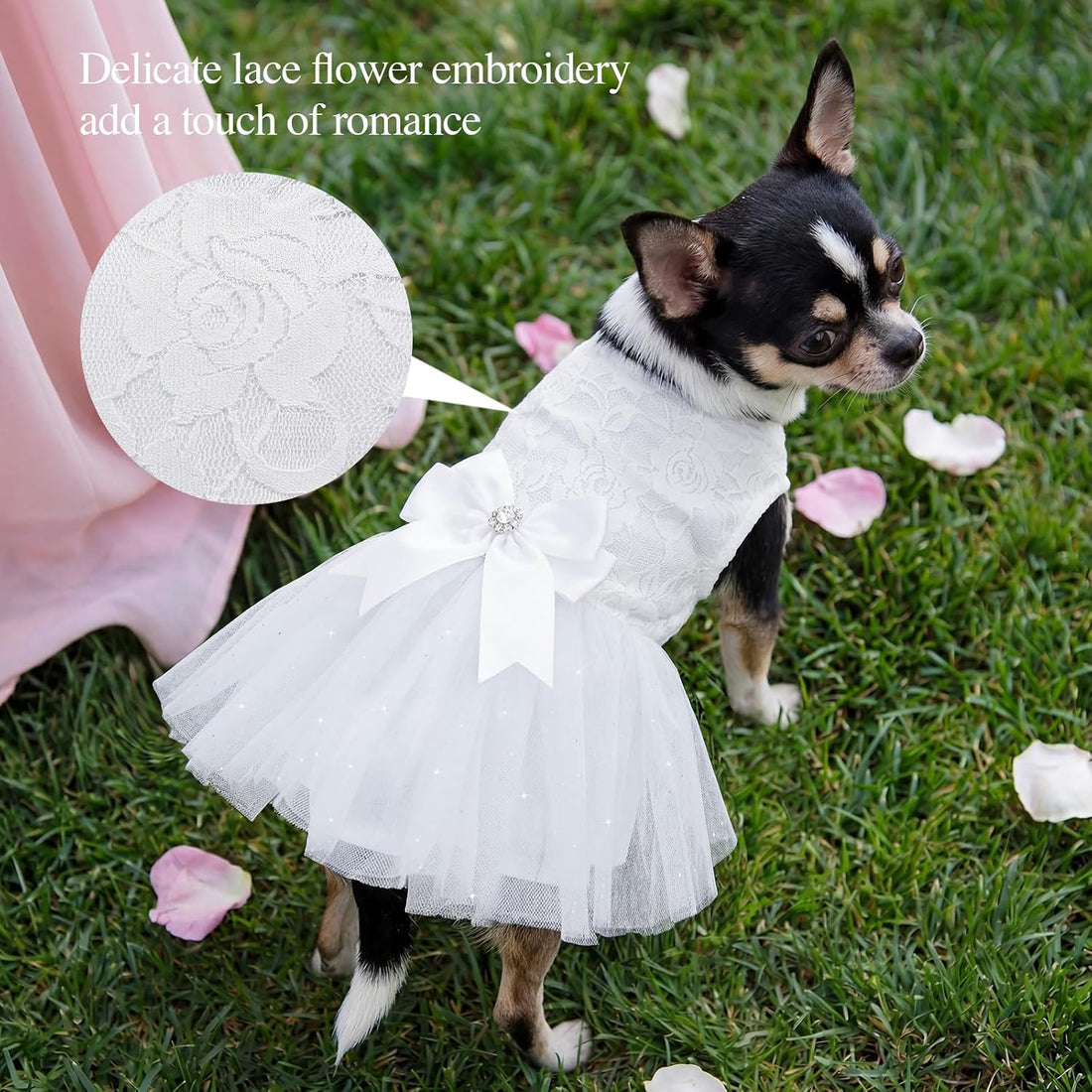 XPUDAC Dog Wedding Dress for Small Medium Dogs Girl, White, S