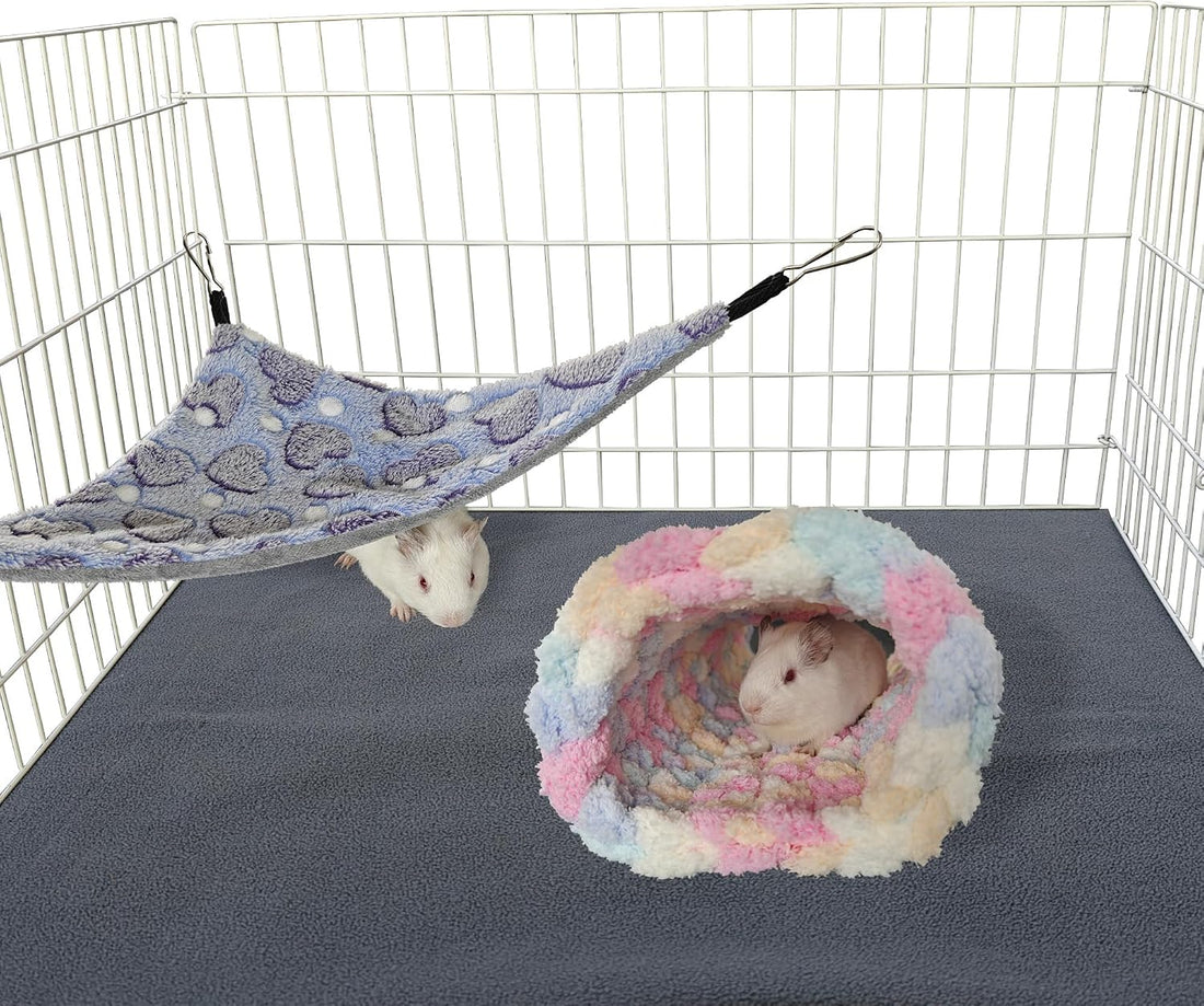 Handmade Soft Crochet Fleece Guinea Pig Tunnel Hideout Bed