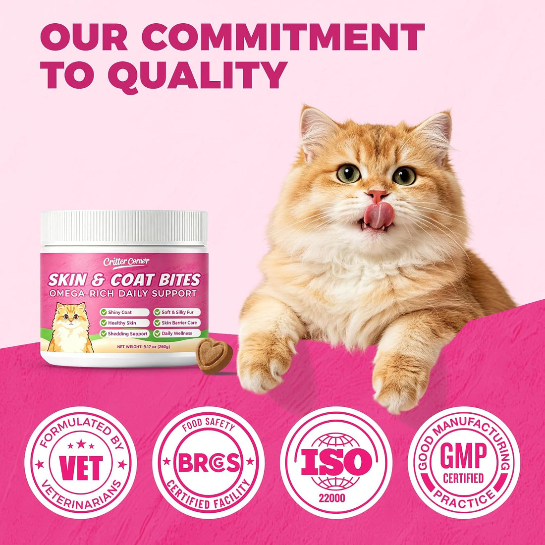 Cat Skin & Coat Supplement with Real Fish Oil & Krill Oil