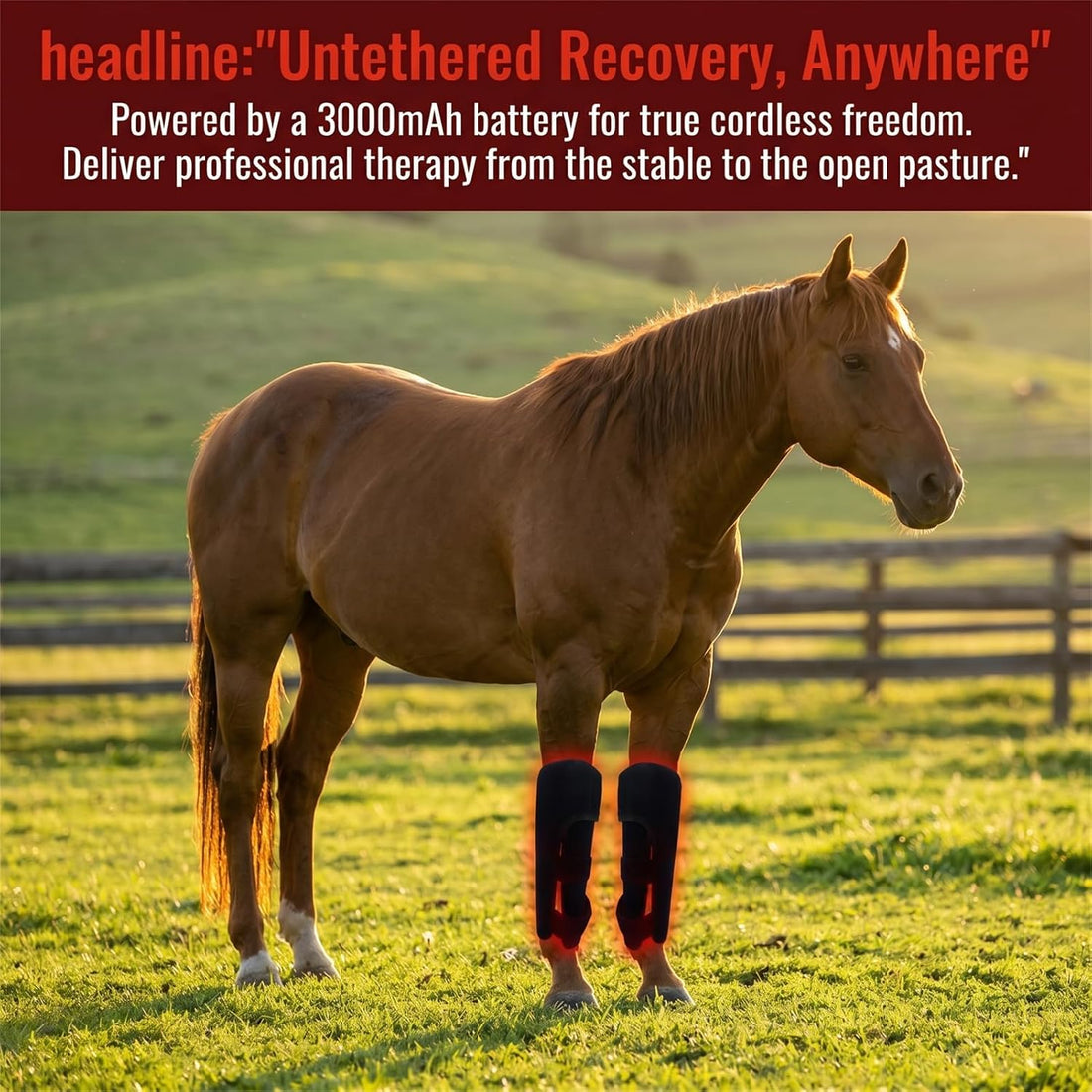 Horse Red Light Therapy Wrap Boot, 660nm 850nm, 3000mAh