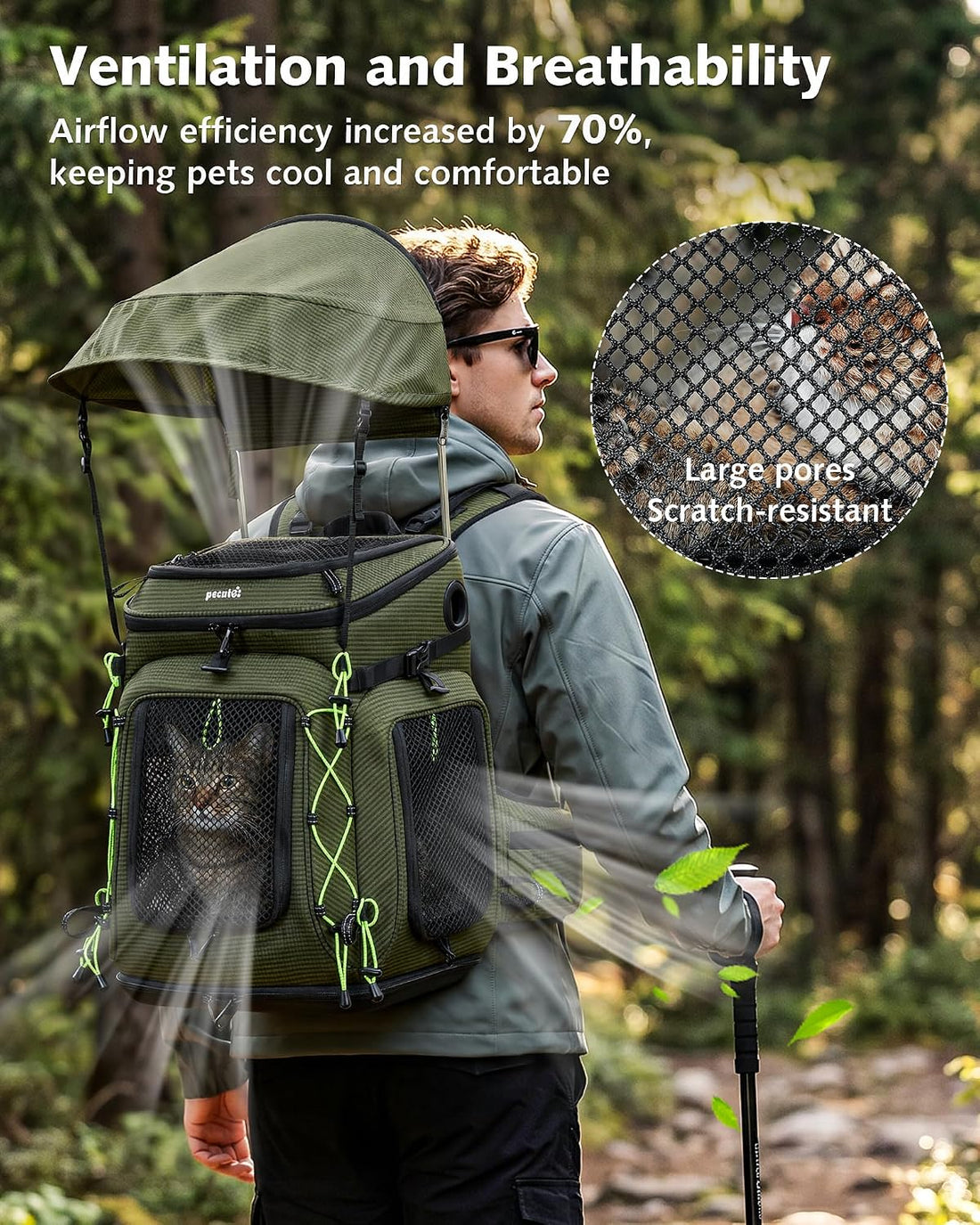 Pecute Cat Backpack Carrier,Pet Carrier Backpack for Hiking,Ergonomic